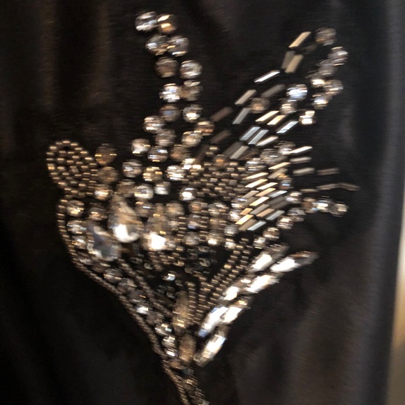 IMPERIAL black satin long skirt with crystal decals size medium - Picture 8 of 12